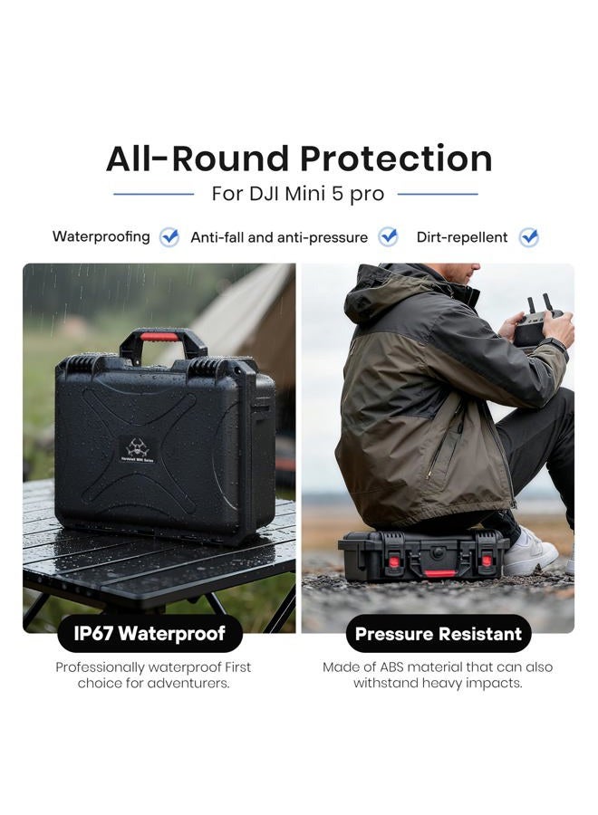 STARTRC Dual Layer Waterproof Hard Carrying Case Dual Layer for DJI Mini 5 Pro/4 Pro/3/3 Pro & Accessories - Compatible with RC-N/RC2 Controllers - Image 4
