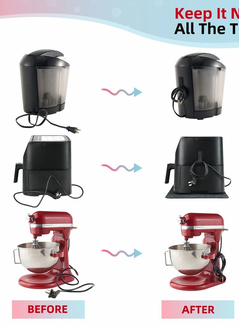 Excefore Cable Ties 8Pcs Cord Holder Wrapper Wall Storage Sticky Tie Strap Organizer for Appliances 6 Pack Small Kitchen Black - Image 4