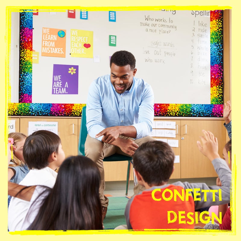 ERKE 60 Feet Bulletin Board Borders, Confetti Straight Rolled Border Trim Back-to-School Bulletin Boards Decoration, Walls, Desks, Windows, Doors for School, Classroom & Offices - Image 3