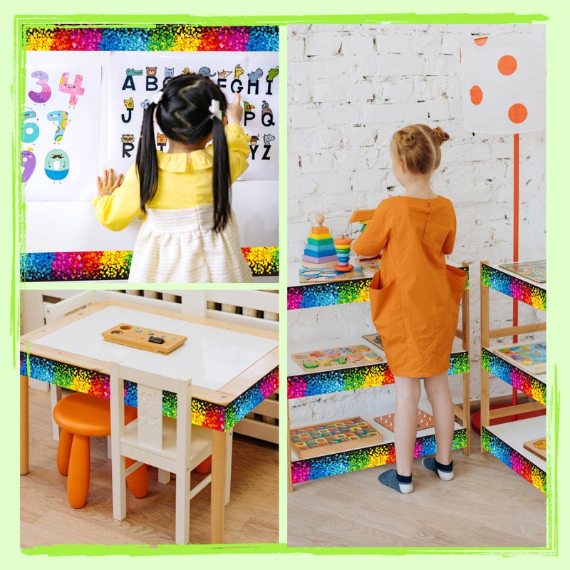 ERKE 60 Feet Bulletin Board Borders, Confetti Straight Rolled Border Trim Back-to-School Bulletin Boards Decoration, Walls, Desks, Windows, Doors for School, Classroom & Offices - Image 5