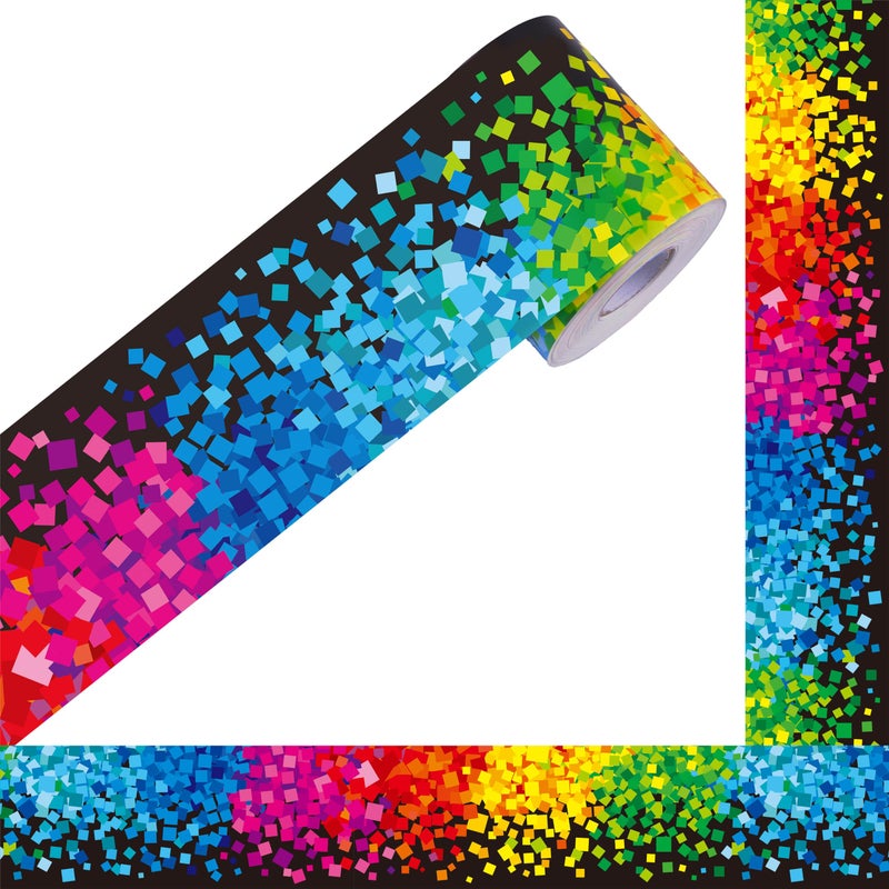 ERKE 60 Feet Bulletin Board Borders, Confetti Straight Rolled Border Trim Back-to-School Bulletin Boards Decoration, Walls, Desks, Windows, Doors for School, Classroom & Offices - Image 1