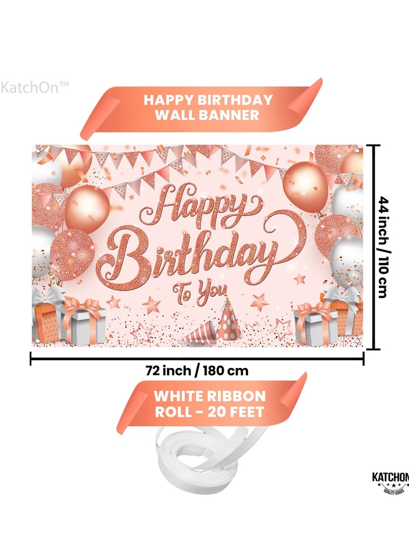 SYOSI - Happy Birthday Banner, 72 X 44 Inch Party Decorations Supplies Birthday Party Backdrop for Women and Girls Boys, Happy Birthday Sign Decorations, Sweet Photography Background Photo Booth - Image 1