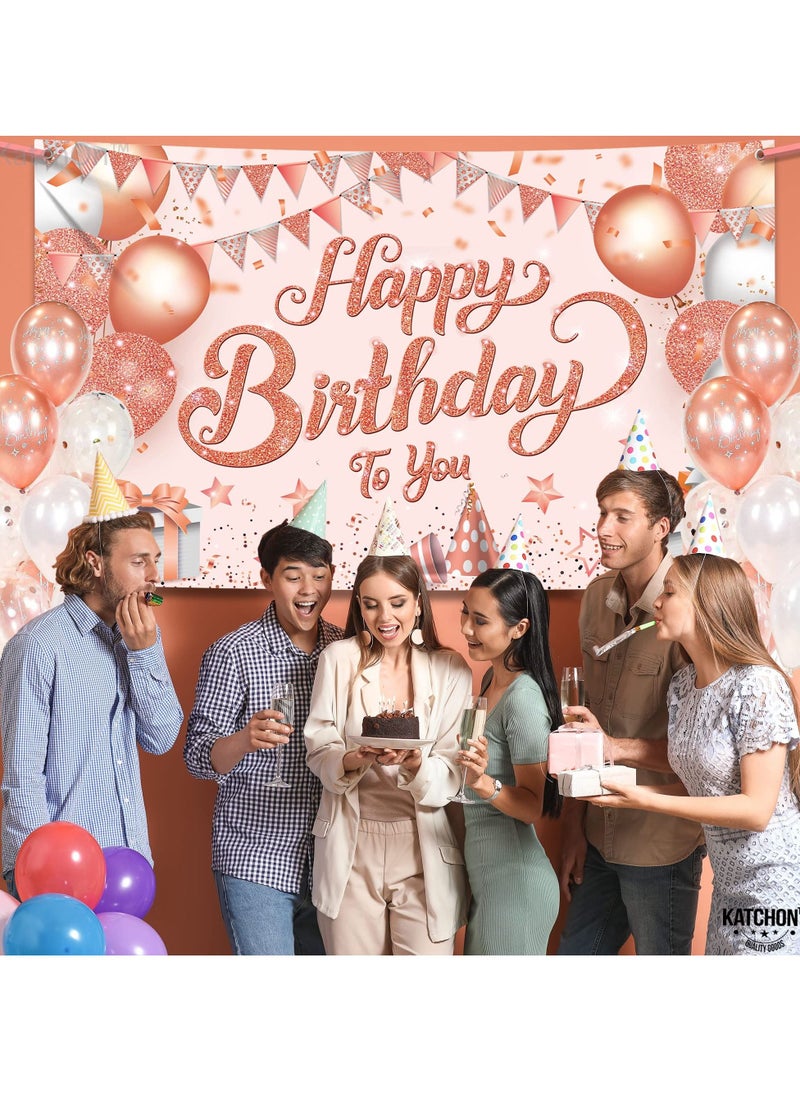 SYOSI - Happy Birthday Banner, 72 X 44 Inch Party Decorations Supplies Birthday Party Backdrop for Women and Girls Boys, Happy Birthday Sign Decorations, Sweet Photography Background Photo Booth - Image 1