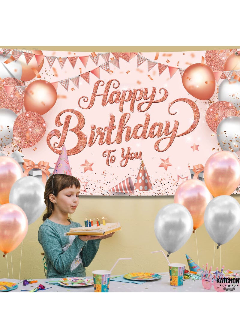 SYOSI - Happy Birthday Banner, 72 X 44 Inch Party Decorations Supplies Birthday Party Backdrop for Women and Girls Boys, Happy Birthday Sign Decorations, Sweet Photography Background Photo Booth - Image 1