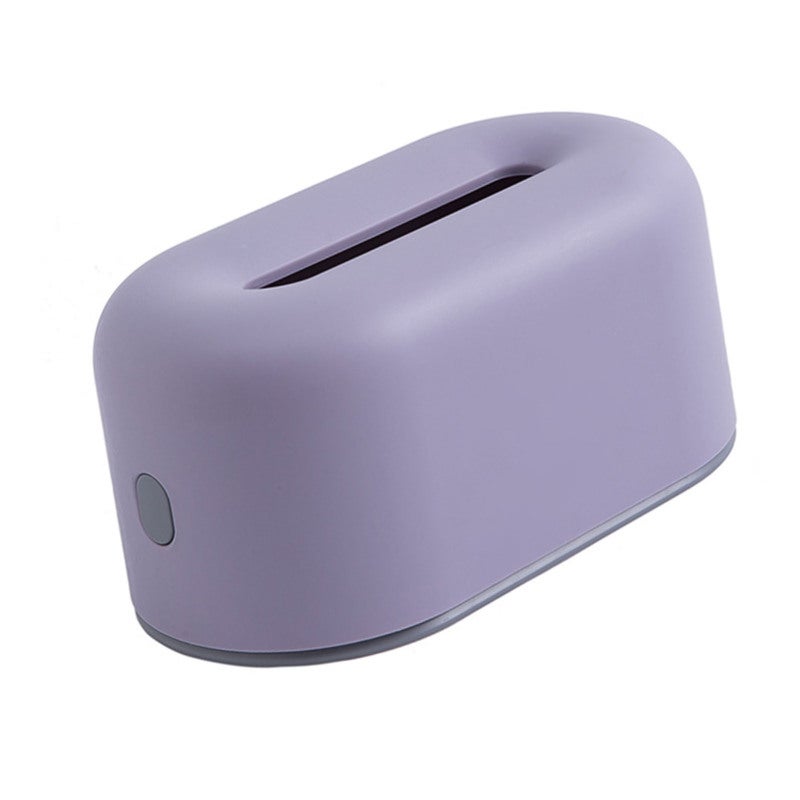 Plastic Tissue Box Dispenser Light Purple Internal Elastic Band Fixation - Durable Foldable Paper Holder for Home Bathroom Office Desk - Image 2