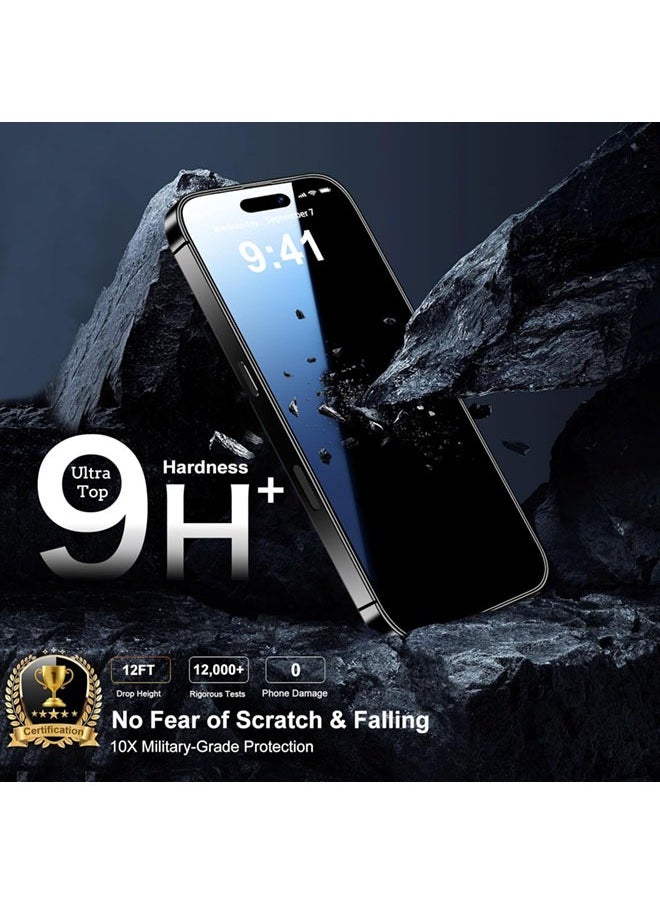 SJet - 2 PACK iPhone 16 Pro Privacy Screen Protector + 2 PACK Camera Lens Protector,  Ultra Top 9H+ Tempered Glass, Full Coverage Screen - Image 1