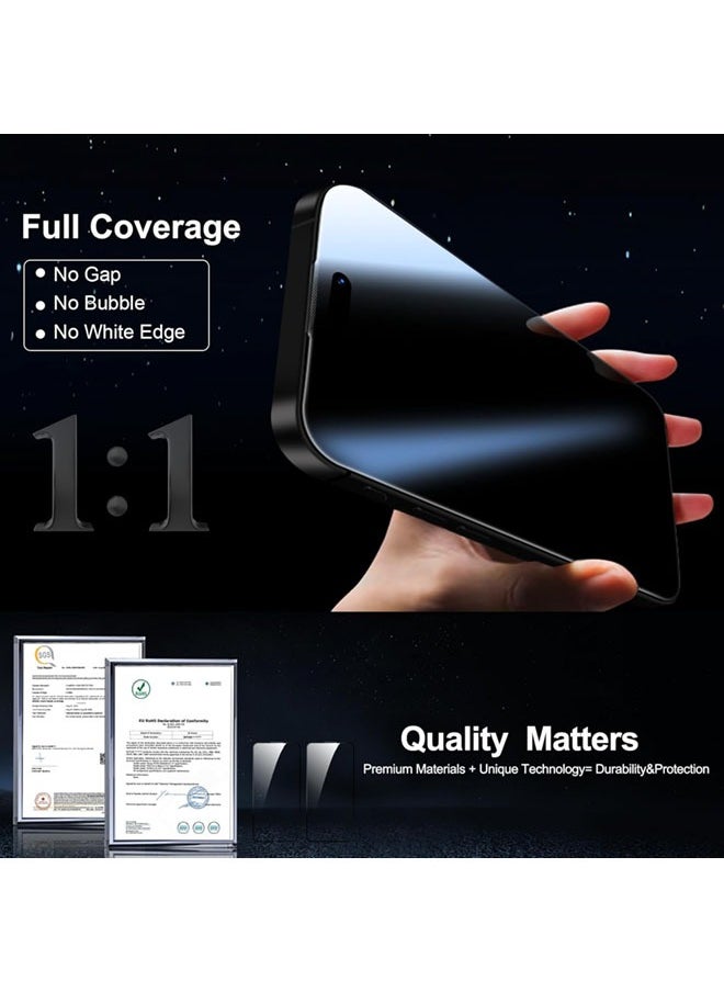 SJet - 2 PACK iPhone 16 Pro Privacy Screen Protector + 2 PACK Camera Lens Protector,  Ultra Top 9H+ Tempered Glass, Full Coverage Screen - Image 1