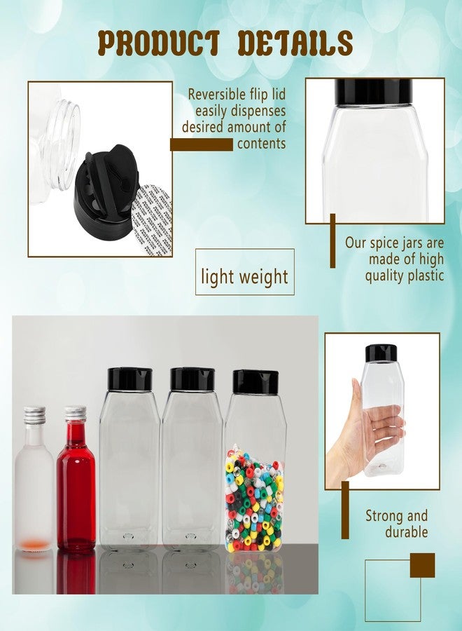 Conagel 30 Pack 16 oz Plastic Spice Jars with Cap Clear Empty Square Plastic Bottle Containers with Lids Large Empty Powder Storage Container for Storing Spice Seasoning Powders - Image 3