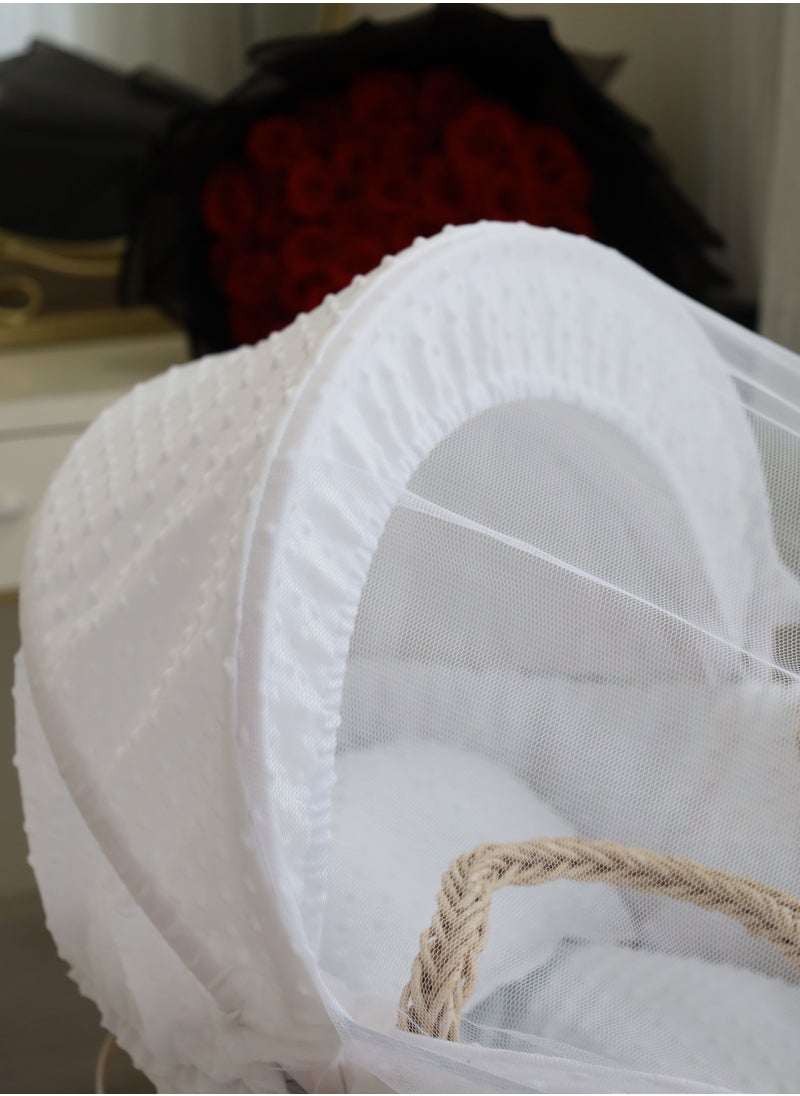 Cute ninos Baby Moses Basket Cradle With Rocking Stand, White  - Image 4