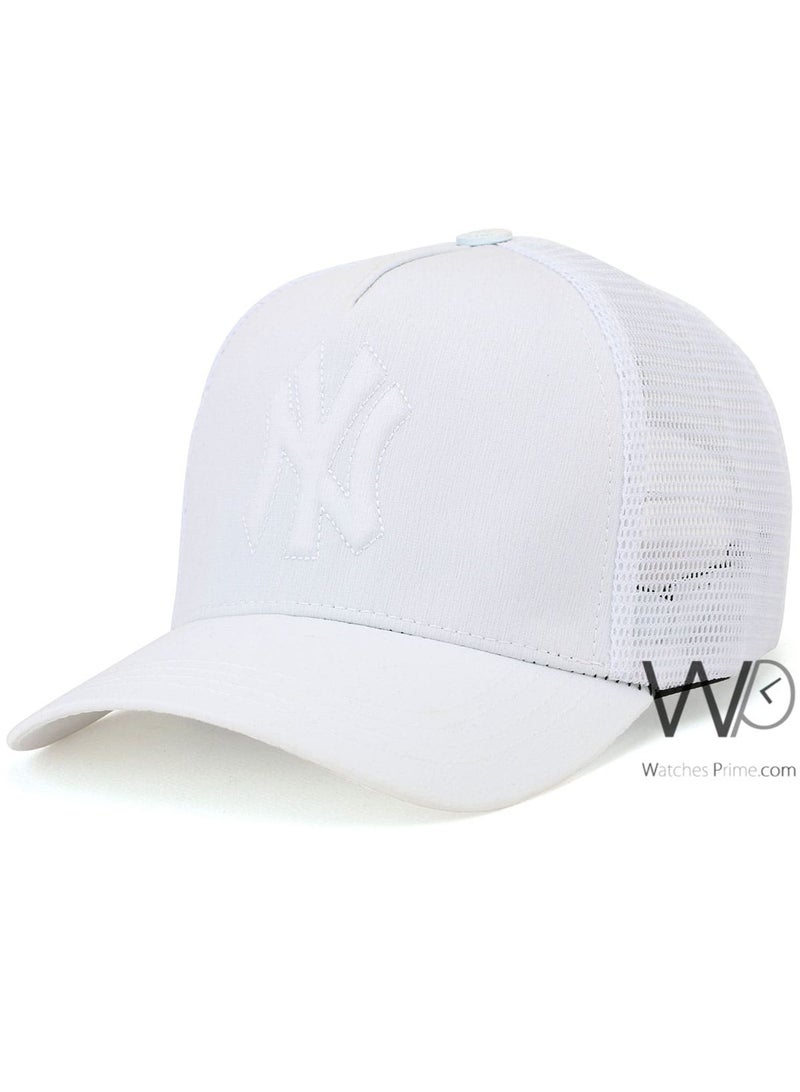 NYC New York Yankees NY Trucker Hat White Mesh Snapback Cap - Image 1