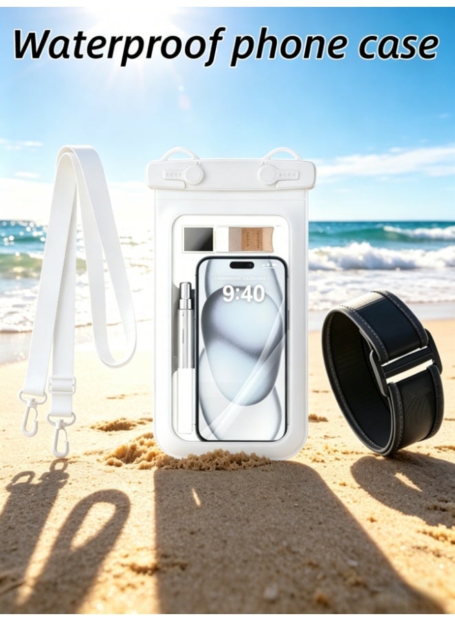 Arrangeli IPX8 Waterproof Phone Case with Floatable Lanyard, Double-Ear Hook Secure Lock – Full-Sealed for Swimming, Snorkeling, Kayaking, and Beach, Underwater Touch Sensitive & Clear Window for Most