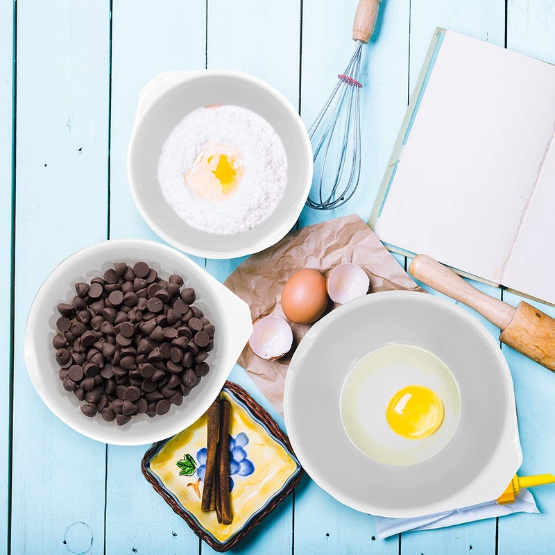 GLAD Mixing Bowls with Pour Spout, Set of 3 | Nesting Design Saves Space | Non-Slip, BPA Free, Dishwasher Safe Plastic | Kitchen Cooking and Baking Supplies, White - Image 2