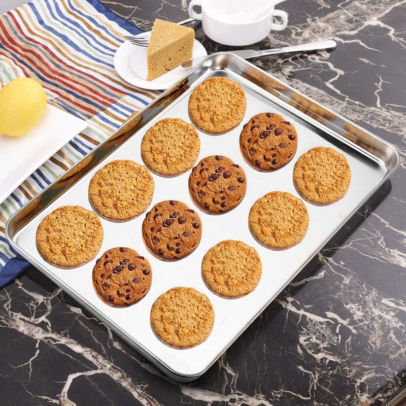 Wildone Baking Sheet Set of 3, Stainless Steel Cookie Sheet Baking Pan, 22.9/30.5/40.6 cm, Non Toxic & Heavy Duty & Easy Clean - Image 5