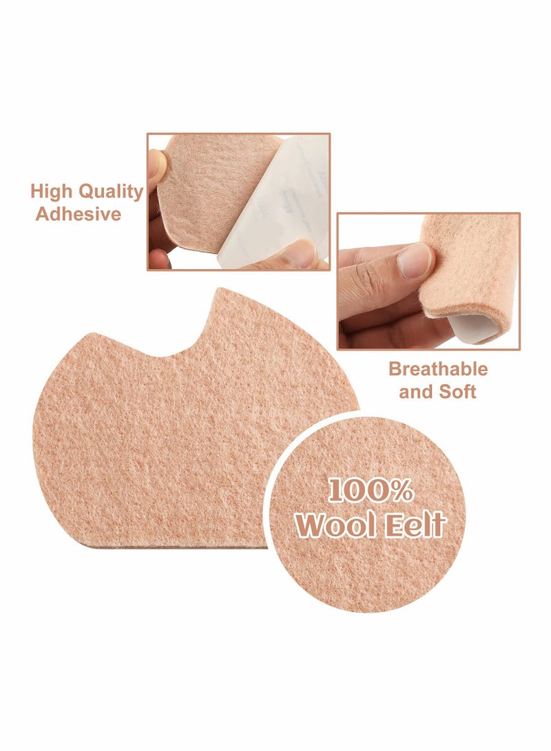Excefore Foot Pads, 24 Pcs Self-Adhesive Foot Cushion for Dancer, Forefoot Cushion Pads Sesamoiditis Pads for Ball of feet Pain, Felt Forefoot Cushion Pads for Men Women Dancing Pain Relief(Beige) - Image 3
