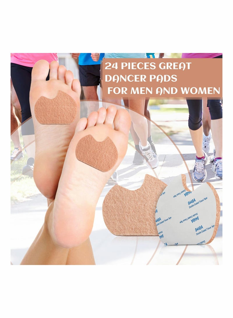 Excefore Foot Pads, 24 Pcs Self-Adhesive Foot Cushion for Dancer, Forefoot Cushion Pads Sesamoiditis Pads for Ball of feet Pain, Felt Forefoot Cushion Pads for Men Women Dancing Pain Relief(Beige) - Image 2