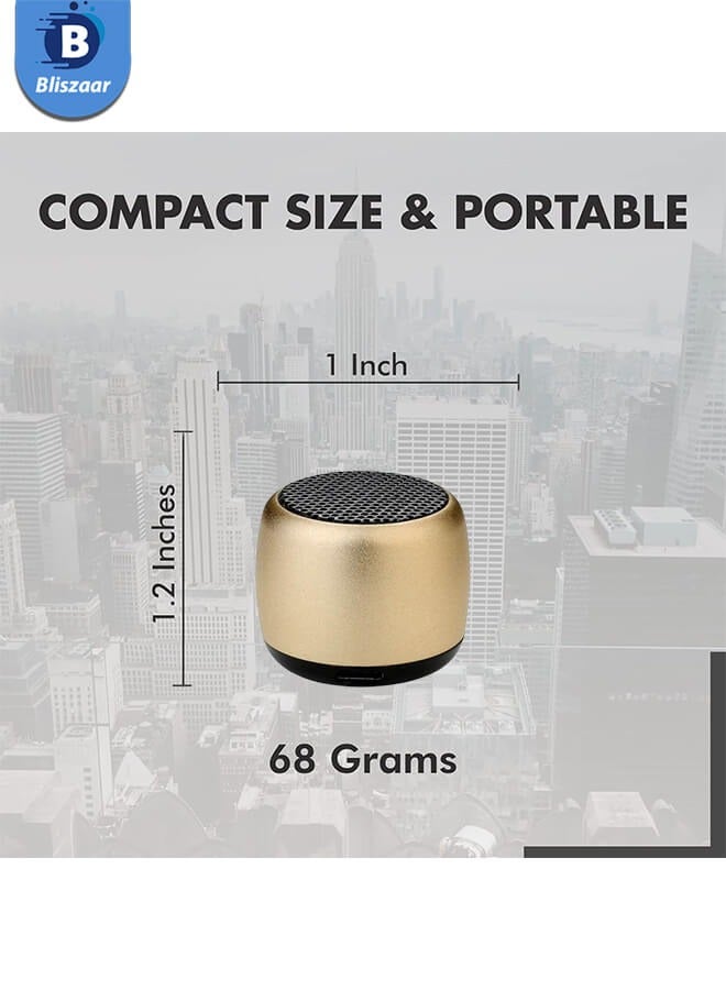 Bliszaar Best Mini Portable Bluetooth Speaker with HD Sound & Bass, Smallest Wireless Bluetooth Speakers for Phone/PC/Tablet, Photo Selfie Button Answer Phone Calls, Cute Tiny Speaker, Gold - Image 5