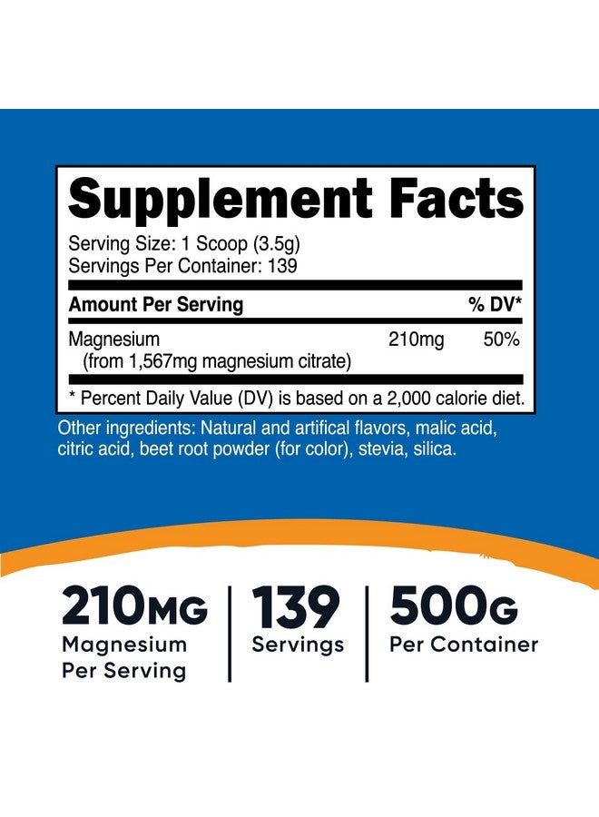 Nutricost Magnesium Citrate Powder (Raspberry Lemonade, 500 Gram) - Image 2