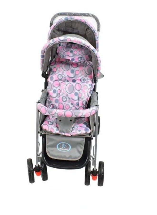 Papimo - Foldable & Adjustable Pair Twin Stroller - Sliver/ Pink - Image 1