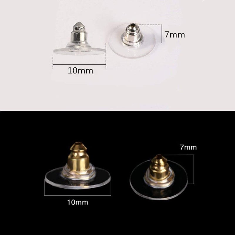 DIY Crafts DIY Crafts 1000, Mix Silver Gold, Pairs Bullet Clutch Earring Backs with Pad Earring Safety Backs (Silver; Gold; Clear & Flat Clear) Earring Ba(1000, Mix Silver Gold)  - Image 2