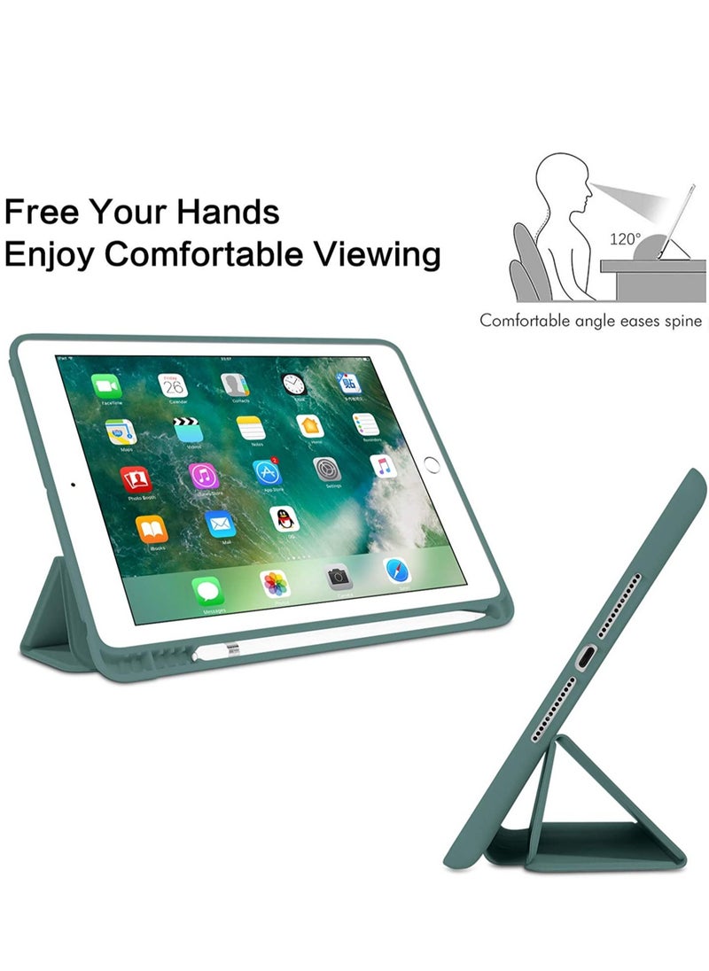iPad 6th Generation Case, iPad 5th Generation Case with Pencil Holder, Premium Folio Folding Stand Smart Auto Wake/Sleep Protective Tablet Case for Apple iPad 9.7" 2018/2017,Midnight Green