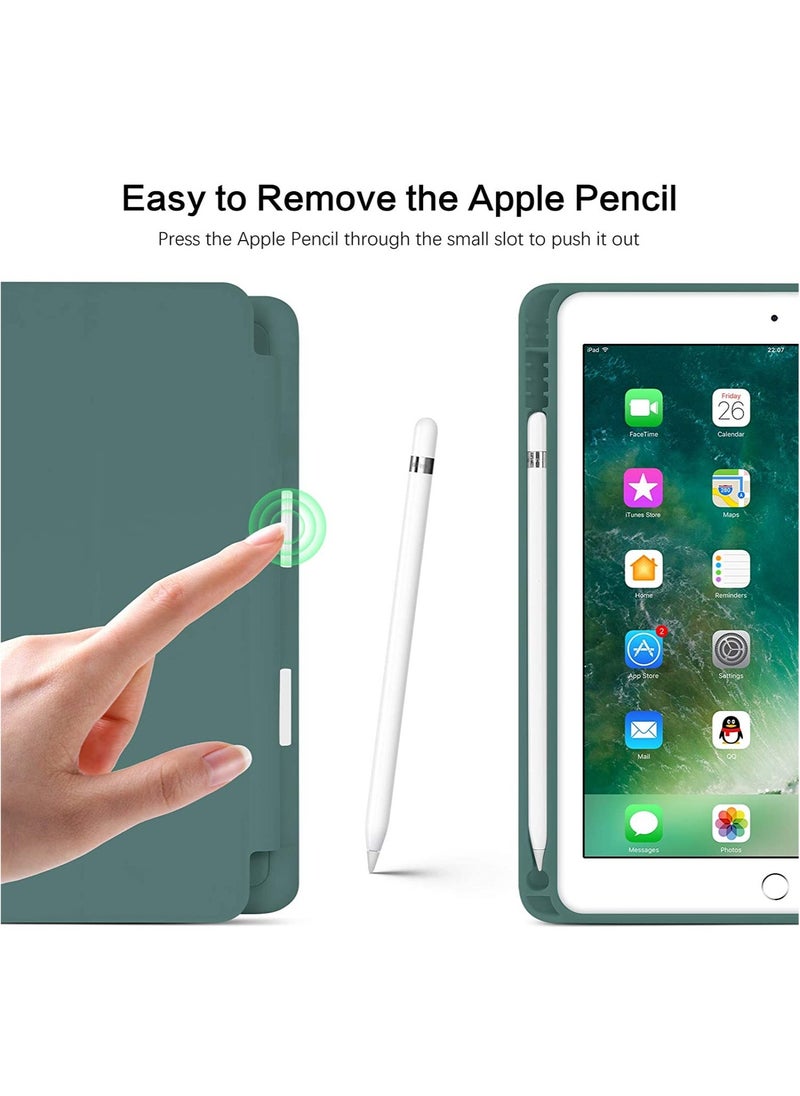 iPad 6th Generation Case, iPad 5th Generation Case with Pencil Holder, Premium Folio Folding Stand Smart Auto Wake/Sleep Protective Tablet Case for Apple iPad 9.7" 2018/2017,Midnight Green