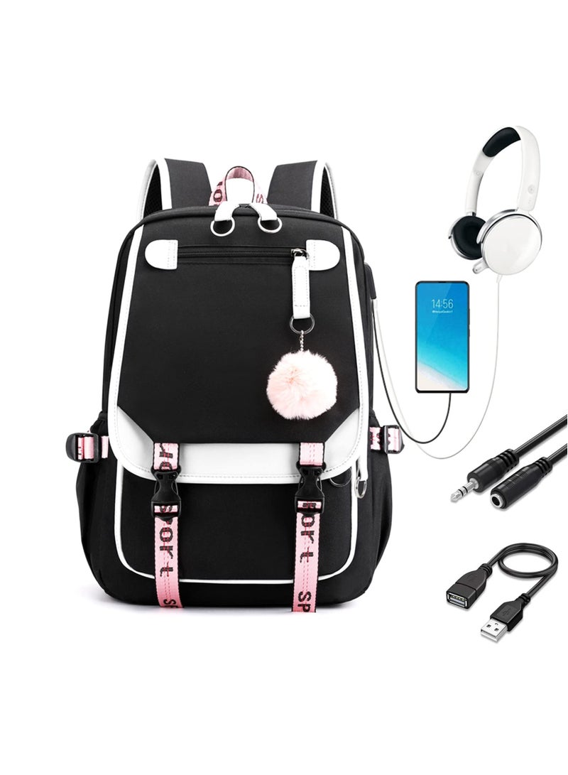 MIXDE School bag for Girls Kids Elementary Middle High School College Student 21L Casual Daypack Children Schoolbag with USB Charging Port  - Image 1