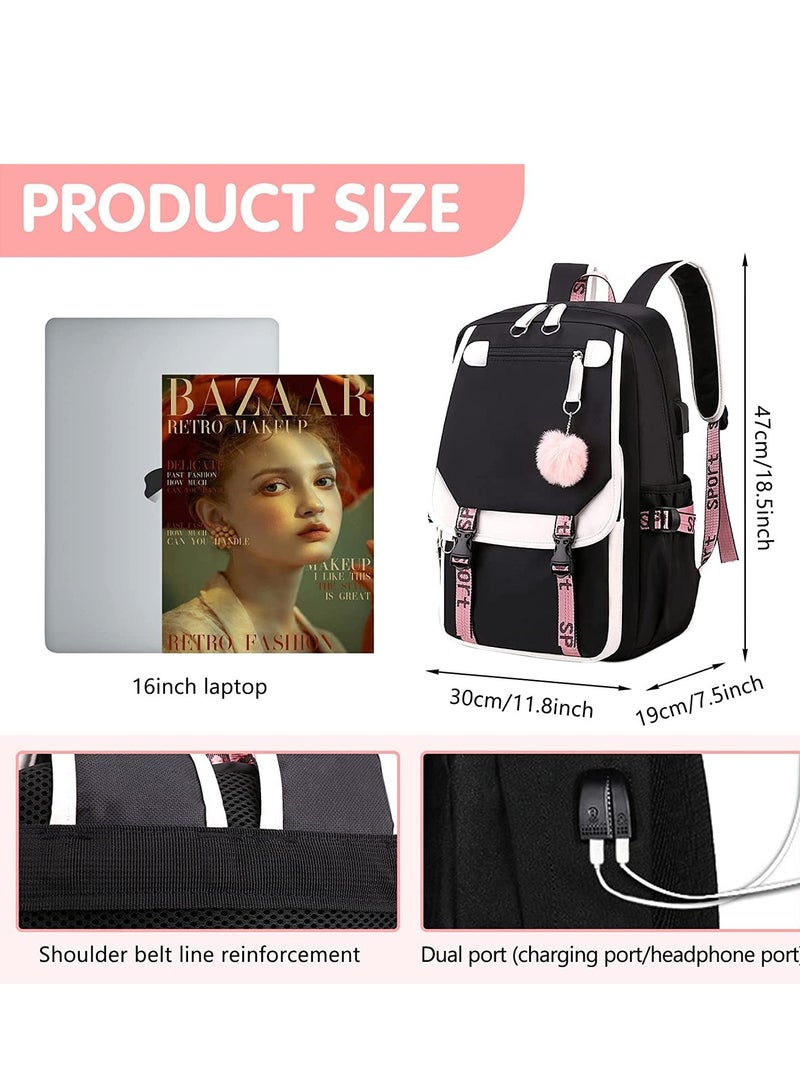 MIXDE School bag for Girls Kids Elementary Middle High School College Student 21L Casual Daypack Children Schoolbag with USB Charging Port  - Image 3