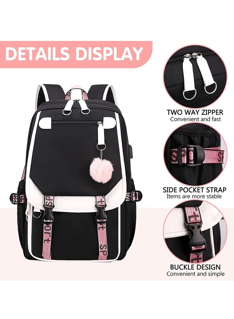 MIXDE School bag for Girls Kids Elementary Middle High School College Student 21L Casual Daypack Children Schoolbag with USB Charging Port  - Image 2