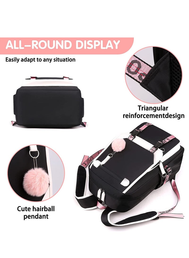 School bag for Girls Kids Elementary Middle High School College Student 21L Casual Daypack Children Schoolbag with USB Charging Port