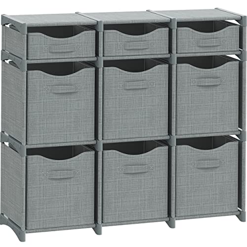 9 Cube Closet Organizers Includes All Storage Cube Bins Easy To Assemble Storage Unit With Drawers  Room Organizer For Clothes Baby Closet Bedroom Playroom Dorm Light Grey