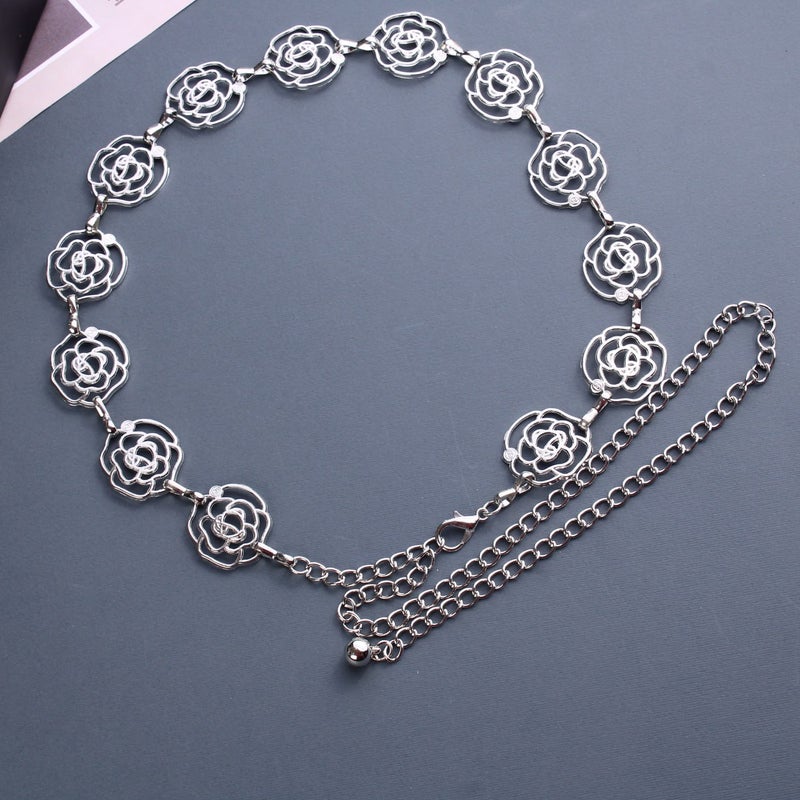 ذا بلاك بيرل اكسسوريز حزام وسط معدن فضي حريمي