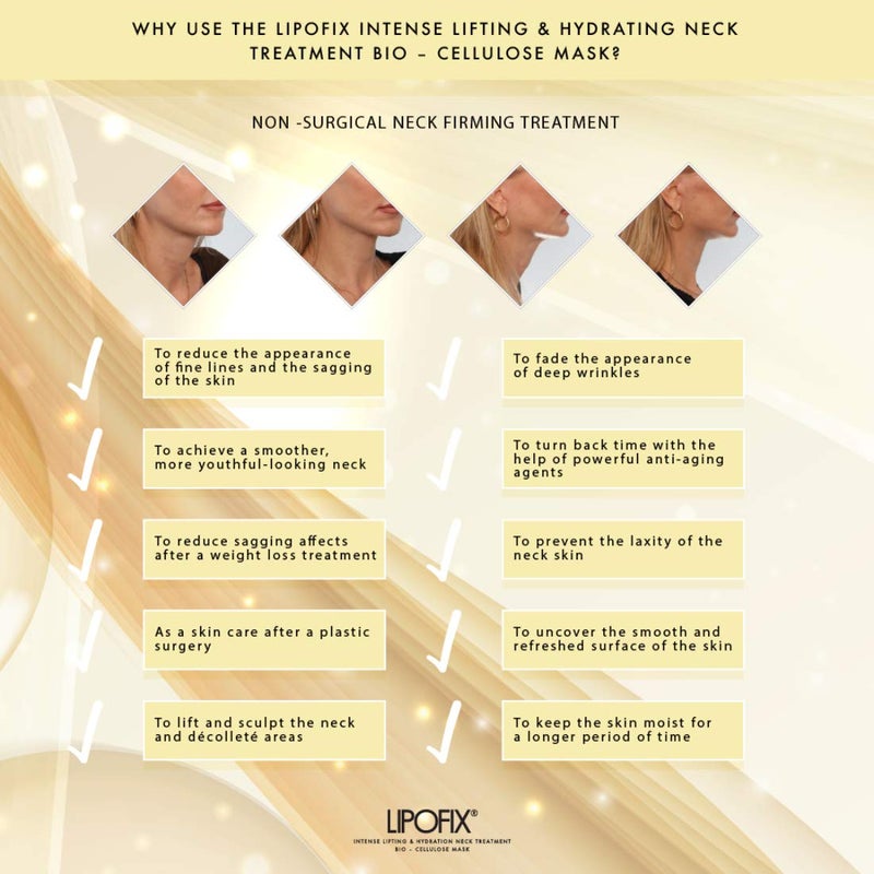 LIPOFIX Neck Lifting Hydrating Firming Intense Treatment Bio - Cellulose Mask (5 MASKS) - Image 2