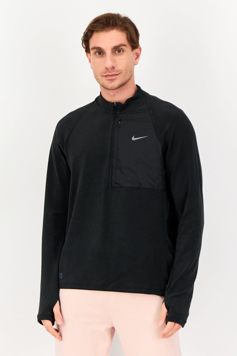 Nike سويت شيرت جري طويل الأكمام للرجال بتقنية دري-فيت، أسود - Image 1