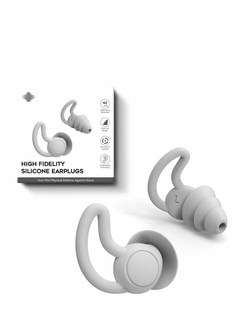 SYOSI - Reusable Silicone Ear Plugs Noise Reduction Earplugs, Easy to Use and Carry, Sleeping Ear Plugs Ear Caps for Light Sleeper Work Read TravelLightweight and Small (Grey) - Image 1