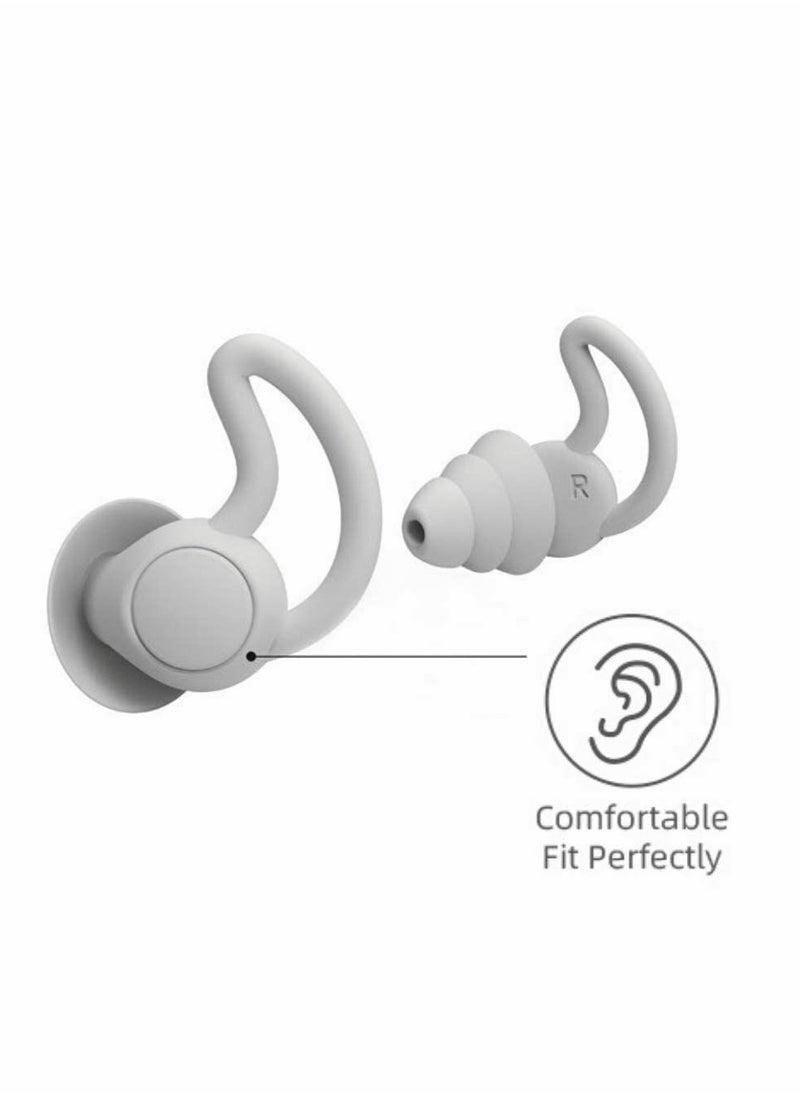 SYOSI - Reusable Silicone Ear Plugs Noise Reduction Earplugs, Easy to Use and Carry, Sleeping Ear Plugs Ear Caps for Light Sleeper Work Read TravelLightweight and Small (Grey) - Image 1