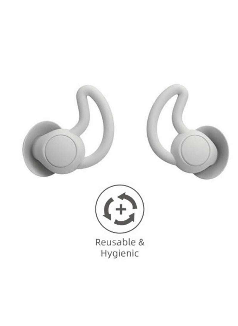 SYOSI - Reusable Silicone Ear Plugs Noise Reduction Earplugs, Easy to Use and Carry, Sleeping Ear Plugs Ear Caps for Light Sleeper Work Read TravelLightweight and Small (Grey) - Image 1