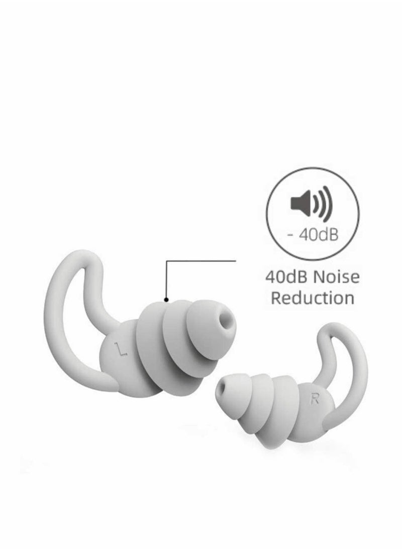 SYOSI - Reusable Silicone Ear Plugs Noise Reduction Earplugs, Easy to Use and Carry, Sleeping Ear Plugs Ear Caps for Light Sleeper Work Read TravelLightweight and Small (Grey) - Image 1