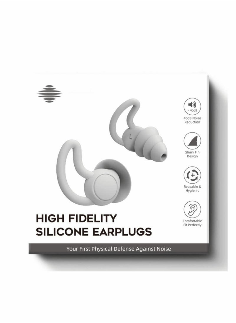 SYOSI - Reusable Silicone Ear Plugs Noise Reduction Earplugs, Easy to Use and Carry, Sleeping Ear Plugs Ear Caps for Light Sleeper Work Read TravelLightweight and Small (Grey) - Image 1