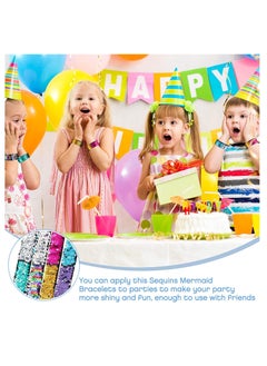 SYOSI Glitter Slap Bracelet Kids Sequin Bracelet Mermaid Bracelet Flip Wristband Bracelet Kids Supplies Magic Charm Reversible Sequin Birthday Party Favors Supplies Gifts for Kids  - Image 2