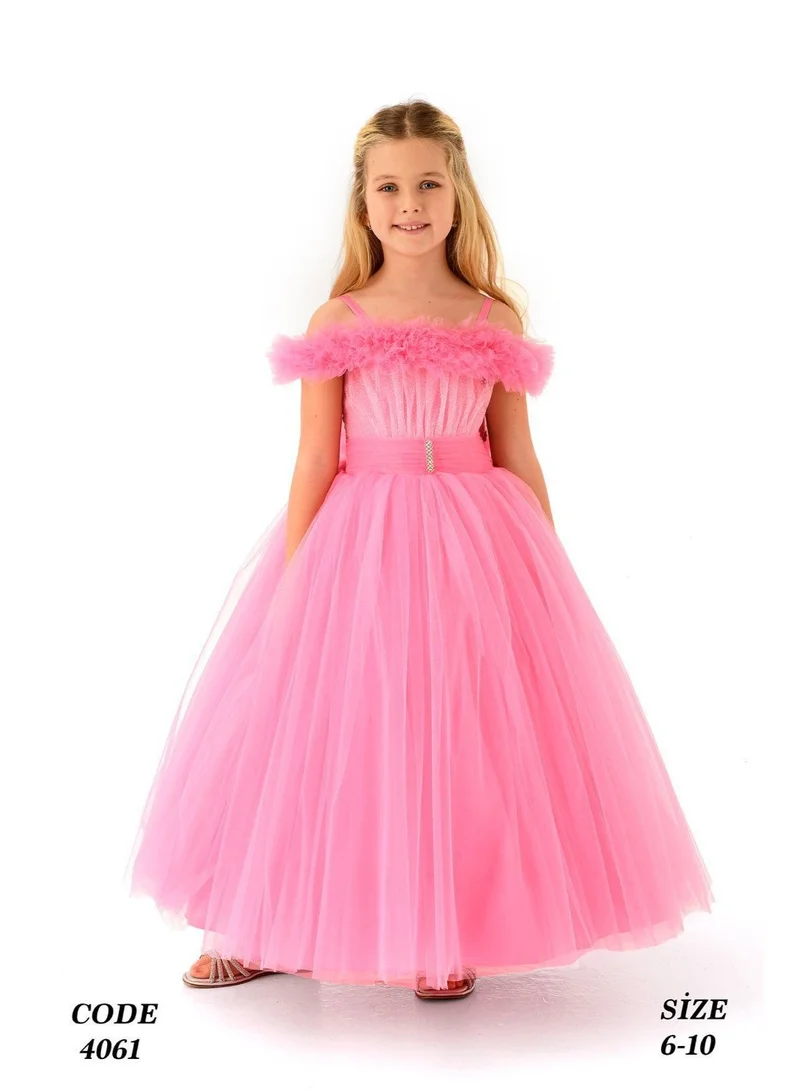 VIA BAMBINO Pink Off-Shoulder Tulle Ball Gown