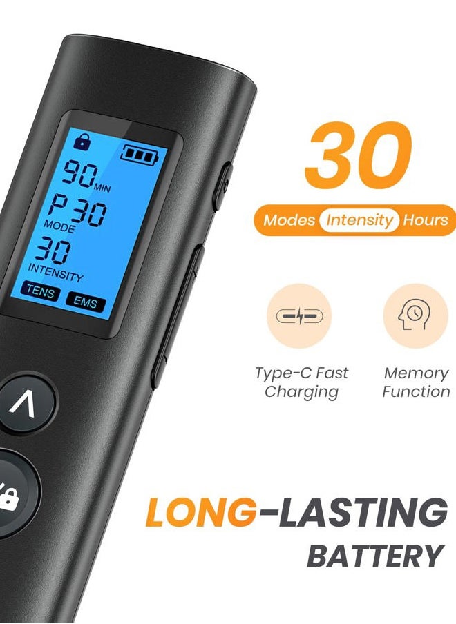 AVCOO - 30 Modes TENS EMS Unit Compact Muscle Stimulator for Pain Relief, Rechargeable & Portable Dual Channel EMS Muscle Stimulator with 30 Intensity Levels and 12 Electrode Tens Unit Replacement Pads - Image 1