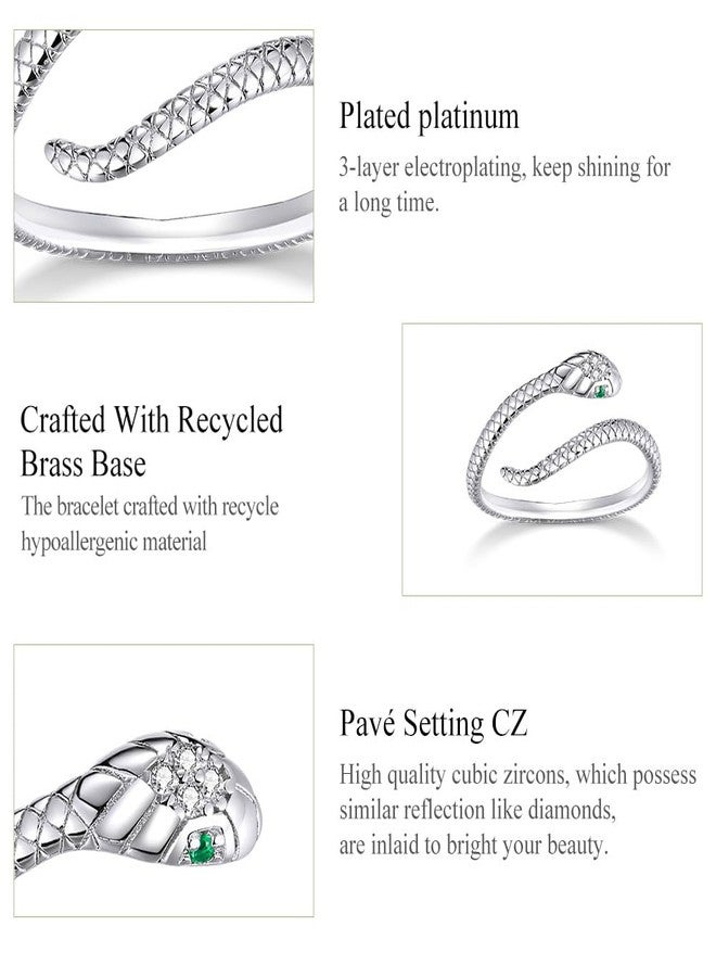 WOSTU Adjustable Snake Ring for Women, Vintage Serpent Open Ring Stacking Knuckle Rings with Cubic Zirconia Animal Style Band Finger Rings Jewelry Accessories - Image 5