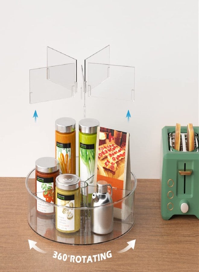 Slideep Lazy Susan Plastic Turntable Divided Spinner for Kitchen Cabinet, Pantry, Fridge, Cupboard, Counter Organizing Fully Rotating Organizer for Food, Spices, and Condiments, 11.5" Clear - 2 Pack - Image 3