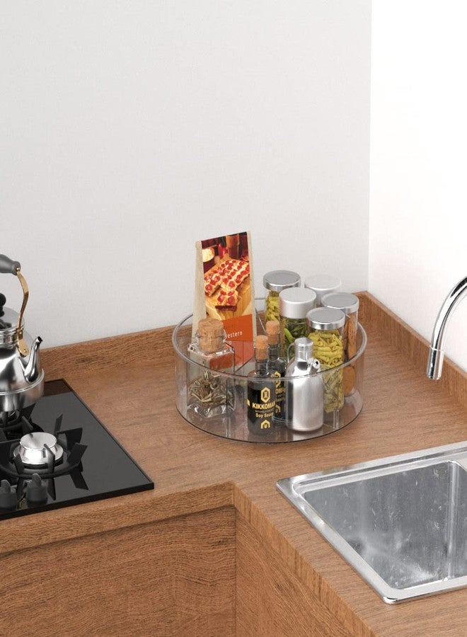 Slideep Lazy Susan Plastic Turntable Divided Spinner for Kitchen Cabinet, Pantry, Fridge, Cupboard, Counter Organizing Fully Rotating Organizer for Food, Spices, and Condiments, 11.5" Clear - 2 Pack - Image 4