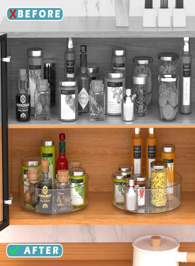 Slideep Lazy Susan Plastic Turntable Divided Spinner for Kitchen Cabinet, Pantry, Fridge, Cupboard, Counter Organizing Fully Rotating Organizer for Food, Spices, and Condiments, 11.5" Clear - 2 Pack - Image 5