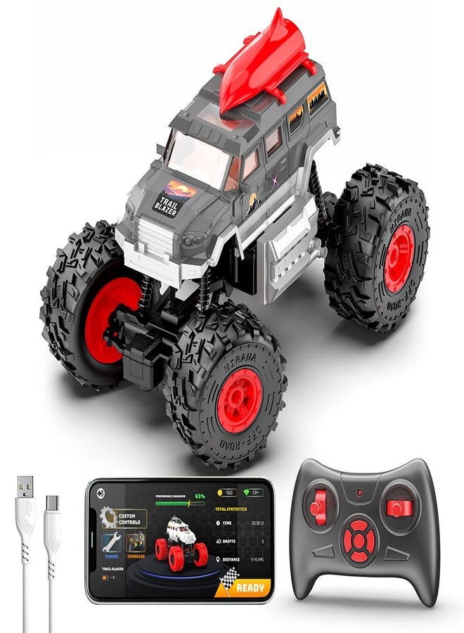 Mirana Trailblazer 2WD RC Car Toy for Kids | Remote & App Control ATV with Nitro Speed Boost | Type-C USB Rechargeable & in-Built Bluetooth Speakers | for Boys & Girls 4+ Years (Grey) - Image 1