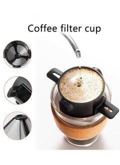 Bincoo Portable Ground Coffee Filter, Reusable Pour Over Coffee Maker, 304 Stainless Steel Cone Coffee Dripper Filter, Paperless for Home Office Travel Camping Hiking Black  - Image 1