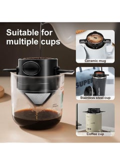 Bincoo Portable Ground Coffee Filter, Reusable Pour Over Coffee Maker, 304 Stainless Steel Cone Coffee Dripper Filter, Paperless for Home Office Travel Camping Hiking Black  - Image 4