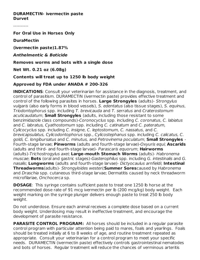 Durvet Duramectin Ivermectin Paste 1.87% for Horses, 0.21 oz - Image 2