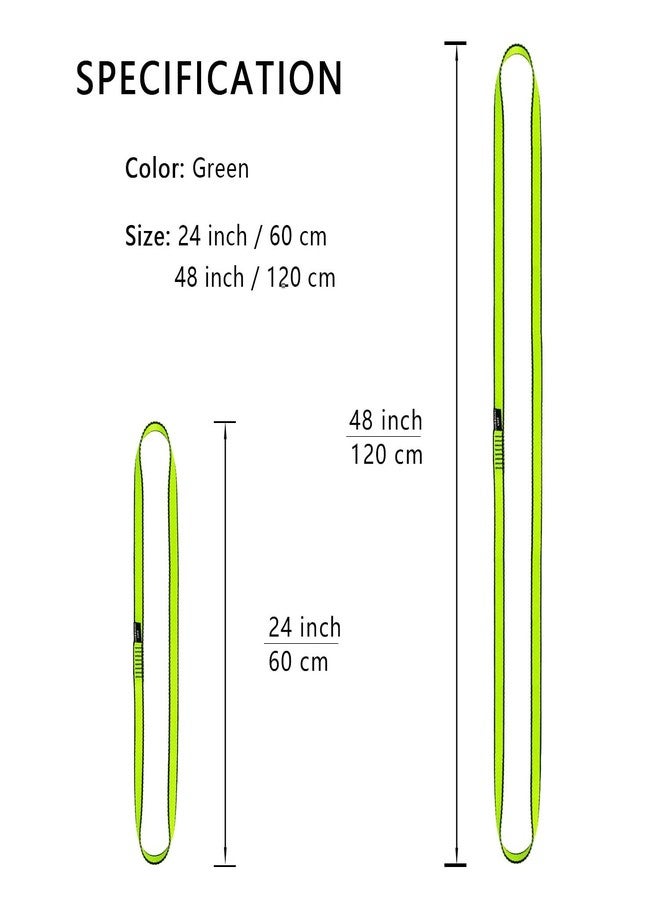 AINIKEY 18MM Nylon Climbing Sling Runner 23KN CE2008/EN566 Rock Climbing Webbing Straps for Outdoor Climbing, Rappelling, Swing, Yoga Hammock etc（Green | 60cm / 24inch | Pack of 3） - Image 3
